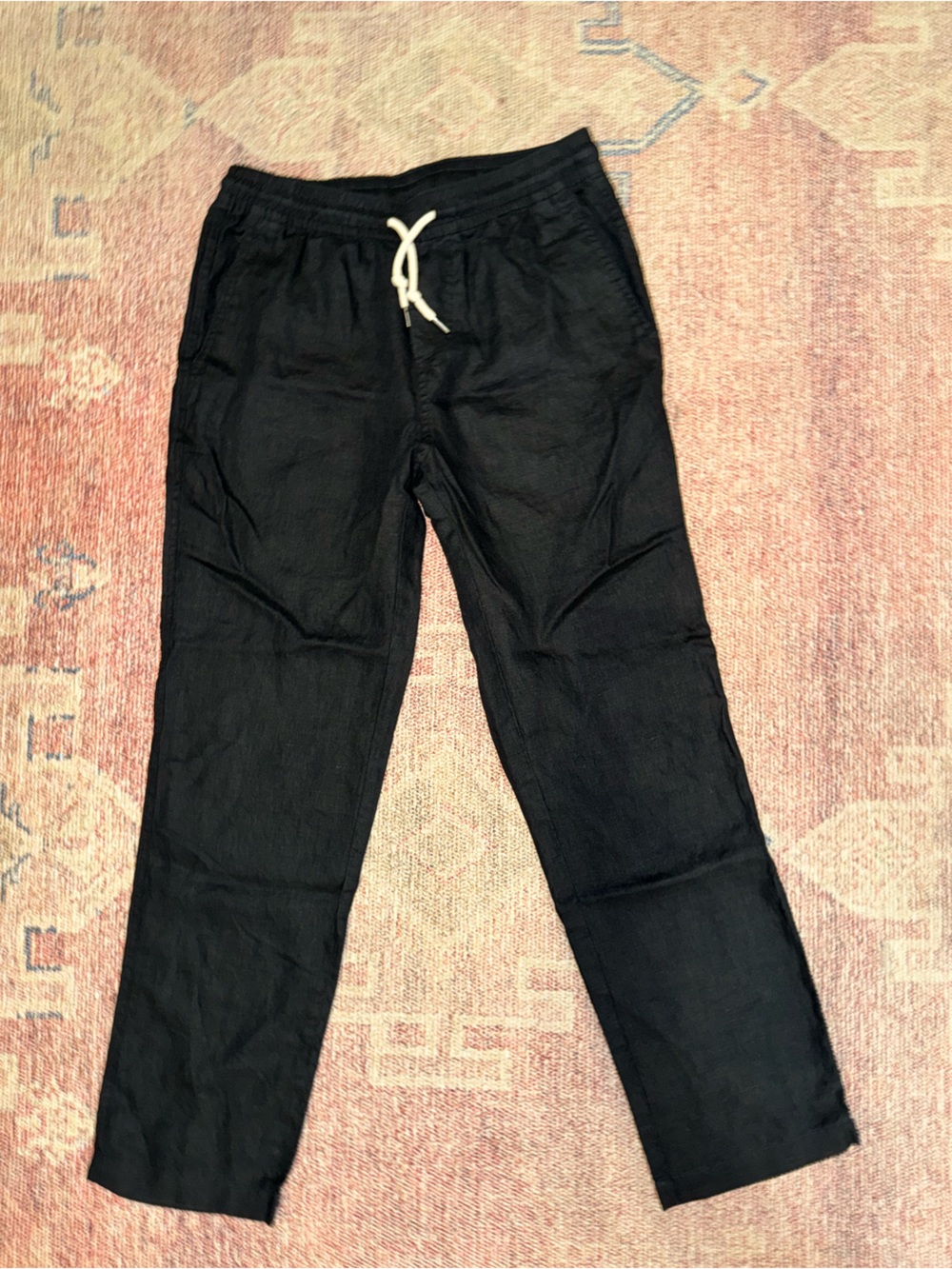 Quince European linen black drawstring beach pants size small like new